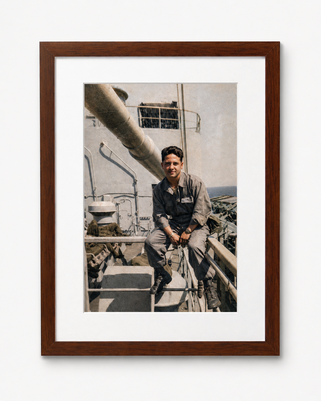 Restored photograph in a walnut frame